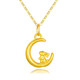Chow Tai Fook Gold Necklace Women's Hard Gold Moon Rabbit Pendant Small Gold Rabbit Clavicle Chain Zodiac Rabbit Pure Gold Necklace National Day Gift Pure Gold Moon Rabbit Pendant Gold