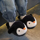 Children's cotton slippers, boy's winter cartoon cute non-slip indoor bathing soft-soled baby penguin slippers, black (heel included) 12 35/36 size (shoe inner length 21CM, suitable for feet 20