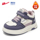 Warrior children's shoes, girls' shoes, plus velvet shoes, 2025 new autumn and winter, medium and large children's winter shoes, two cotton shoes, children's sports sneakers, m/dark purple/purple (plus velvet) 34, inner length 21.9/foot length 20.9