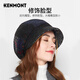 Kenmont forehead wind-resistant woolen patchwork plaid octagonal hat for women winter British autumn beret pile hat face shaping black gray (spliced style, forehead windproof film) M 57.5c (adjustable)