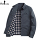 Biyinlefen 2025 spring and autumn new men's jacket middle-aged business casual solid color lapel jacket top black NJ/252281 L 175
