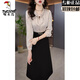 Woodpecker (TUCANO) Lady Long Sleeve Temperament Dress Women 2025 Autumn New Mom Fake Two-piece Skirt Apricot + Black Skirt Fake Two-piece XL (Suitable for 115-124 Jin Jin equals 0.5 kg)