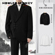 Sound Monkey New Chinese Style Pan Button Zhongshan Suit Jacket Men's Engagement Groom Wedding Suit Suit Dress Large Size Fat Man Suit Jacket+White Shirt+Black Suit Pants XL 115-130Jin Jin equals 0.5 kg