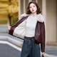 Bailanjiao velvet thickened leather jacket for women 2025 new winter style small fashion versatile PU leather cotton jacket top coffee color + coffee fur collar M (recommended 80-110Jin Jin equals 0.5 kg)