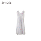 SNIDEL [Same Model in Celebrity] 2025 Autumn and Winter New V-neck Sleeveless Lace-up Waist Printed Dress SWFO254120 Gray S (0)