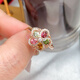 Shimei 2025 Spring and Summer New Natural Tourmaline Flower Pendant Ring Set 925 Silver Inlaid Luxurious Temperament Jewelry Women's Tourmaline Pendant