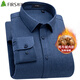 Shanshan (FIRS) yak velvet liner warm shirt men's winter casual business brushed thick shirt navy dark pattern 42