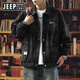 JEEP SPIRIT Jeep tie-dye jacket men's gown spring and autumn 2025 trendy brand loose-sensing tool lapel jacket large size K15828 black M