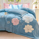Mercury series home textiles 2025 new solid color embroidered floral milk velvet four-piece set for winter warmth plus velvet double-sided thickening Daisy-baby blue bed sheet style 1.5m four-piece set