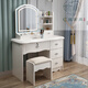 Painted European style bedroom dresser 2025 new lockable modern simple dresser storage cabinet make-up table 1.2m double cabinet + light + metal slide + stool