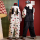 Gukoo couples pajamas winter Snoopy joint new coral velvet warm women's home wear jumpsuit men's pajamas D Yashi white L