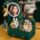 Bobenjia cosmetics storage box large capacity dustproof desktop high-end LED mirror dressing table lipstick skin care product storage rack - ivory white + three-color light + fan
