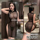 Sexy lingerie 2025 new sexy see-through cheongsam hot temptation pajamas free uniform date shirt qqny black dress thong