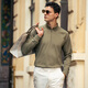 
Mr. Bu Bu Bu Bu stand collar half-tight grinding long-sleeved T-shirt 2025 autumn new color top men BT16861 wheat straw green L __175