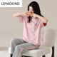 LOYACKIND summer short-sleeved pajamas suit trousers 100 cotton women's sports cotton home clothes thin large size can be worn outside Y9720 M