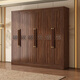 Caibaimu Wardrobe New Chinese Solid Wood Wardrobe with Side Cabinet Black Walnut Wardrobe Bedroom Household Clothes Storage Hanging Wardrobe Five-Door Wardrobe Assembly