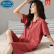 Palanduo 100 pijamas de algodón Xinjiang para mujer pantalones cortos de verano de manga corta cárdigan de gran tamaño para mujeres jóvenes y de mediana edad traje ropa exterior hogar n9896 pantalones cortos de manga corta cárdigan M (80-100 Jin Jin es igual a 0,5 kg)