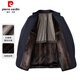 Pierre Cardin winter thickened velvet stand-up collar tunic jacket for men middle-aged dad business executive cotton jacket men black XL 180