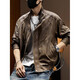 Pure (YISHion) leather jacket for men Maillard retro motorcycle style PU leather jacket for men 2025 spring and autumn new pilot jacket for men J034 coffee color regular M suitable for weight 100-120Jin Jin equals 0.5 kg