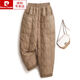 Pierre Cardin Fashionable Down Cotton Pants Women's Outerwear Winter Commuting Simple Cotton Casual Harem Pants Slim Mom Pants Brown XL 130-145Jin Jin equals 0.5 kg