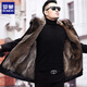 Romon mink fur coat for men winter mink fur all-in-one coat mid-length removable liner thickened fur coat black shell + mink fur liner (mid-length) 4XL 166-185Jin Jin equals 0.5 kg
