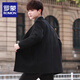 ROMON double-sided woolen coat men's short Korean style suit woolen coat spring and autumn thickened windbreaker men's top black M (110-130Jin Jin is equal to about 0.5 kg)