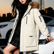 MLB official men's and women's big fur collar down jacket 26 spring new trendy warm logo jacket 3ADJB0656 Boston team/dark cream/recommended to order one size smaller XL 180/100A