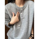 XUANSENTU American Henley Collar Heavy Gray Sweater Men's Lazy Shoulder Bottoming Sweater Couple Sweater Trendy Light Gray Upgraded Model 95% Users Choose M