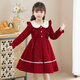 Piggy Banner (PEPCO) girls winter red dress stylish plus velvet children's clothing winter skirt little girl princess dress red 150