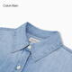 Calvin KleinJeans Spring and Autumn Women's American Trendy Retro Casual ck Light Blue Washed Cotton Loose Denim Shirt 346-denim light blue S