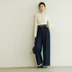 Eveli (eifini) Jiang Xin endorses Eveli herringbone velvet jeans straight wide-leg floor-length pants 2025 winter new style dark navy M 105-115 Jin Jin equals 0.5 kg waist circumference 70
