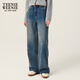 Teenie Weenie Bear Damen Jeans 2025 Herbst Neue Retro Mode einfache lockere Hose Dunkelblau M.