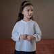 Hacikis children's clothing spring and autumn children's long-sleeved tops literary French bottoming shirts girls white shirts older children's autumn clothes white 160cm