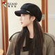 Woodpecker octagonal hat for women in autumn and winter, British versatile beret, fashionable hat, high-quality painter hat, newsboy hat for women, black, one size fits all