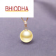 Bhiodha Nanzhu Family Light Gold South Sea Pearl Pendant Gold Simple South Sea Gold Beads for Mom’s Birthday Gift 100-110mm