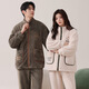 Imanan snowflake velvet couple pajamas for women winter thickened cardigan zipper warm casual men can be worn outside home clothes suit 5912 L women's style