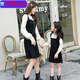 SUYOUMI Autumn and Winter Parent-child Sweater Dress Mother and Daughter Internet Celebrity Fashion Knitted Pullover Skirt Black Apricot Splicing 120cm Girls