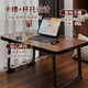 Jingcai computer table bed table study table desk folding table ZJ07 walnut color 70*50cm card slot + cup holder