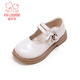 Fuluo Mi Girls' Leather Shoes Spring and Autumn Fashionable and Breathable Little Girls Princess Shoes Campus Performance Dress Shoes Off-White 35