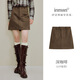 Inman Suede Retro Skirt 2025 Autumn Women's New High Waist Slim A-Line Skirt Dark Coffee M