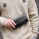 ANDSEEYOU large-capacity handbag for men, genuine leather long wallet, casual business clutch, leather wallet zipper mobile phone bag