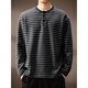 Henhut luxury high-end brand high-end striped long-sleeved T-shirt men's autumn new loose sea soul shirt Henry collar sweatshirt men black M suitable for 110-130Jin Jin equals 0.5 kg