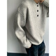 Phoenix Gray American Retro Henley Collar Sweater Men's Winter Lazy Style Knitted Sweater Cleanfit Jacket Men's Floral Gray XL