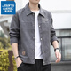 Jeanswest Jacket Men's Spring and Autumn Jacket Men's Trendy Men's Outerwear Versatile Work Clothes Lapel Casual Jacket Youth Top Autumn 2806 Dark Gray L