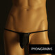 PYONGRAINS Men's Thong Sexy Fashionable Elephant Trunk Bag Low Waist Thin Nylon Silky Breathable Stretch Black S