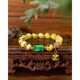 Yuze natural water purified gold amber bracelet, amber carved lotus bracelet, spicy green honey bucket beads, sterling silver gilt lion awakening pendant, natural beeswax lotus bracelet
