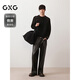 GXG Men's Henley Collar Simple Sweater Casual Commuting Sweater Black 180/XL
