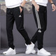Adidas sweatpants men's autumn and winter velvet thickened three-stripe casual pants running loose leggings sweatpants trousers for men 8899 black gray stripes plus velvet plus velvet 3XL 150-165Jin Jin is equal to 0.5 kg