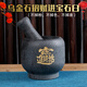 Shijin stone mortar large natural black gold stone garlic pounder old-fashioned stone mortar household grinding and pounding medicine jar peeling garlic and pressing garlic outer diameter 13cm