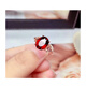 Yuzawa natural garnet ring for women 925 silver plated 18K rose gold personalized simple wine ruby ring gift for women white 925 silver plated platinum + identification certificate opening adjustable